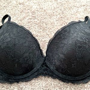 SO Black Lace Padded Push Up Balconette Bra 36B